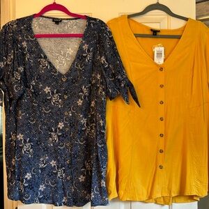 Torrid Top x 2 - Short Tie Sleeve, dress up or down